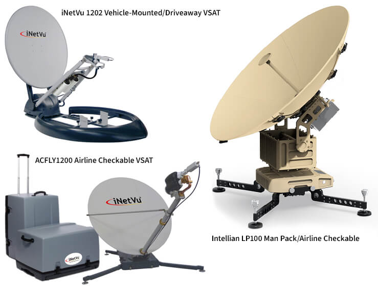 Auto-Acquire, Airline Checkable, and Man-Pack VSATs for rapid response to emergencies.